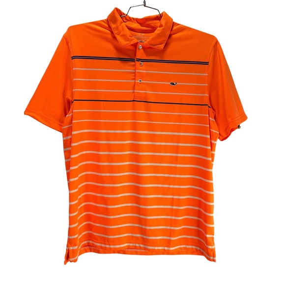 Vineyard Vines Other - Vineyard Vines Polo Mens L Orange Performance Striped Preppy Coastal Golf Shirt